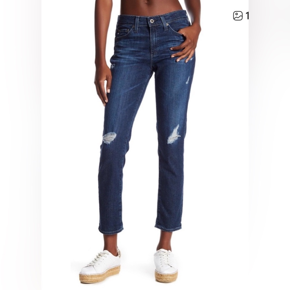 Ag Adriano Goldschmied Indigo Distressed Skinny Jeans